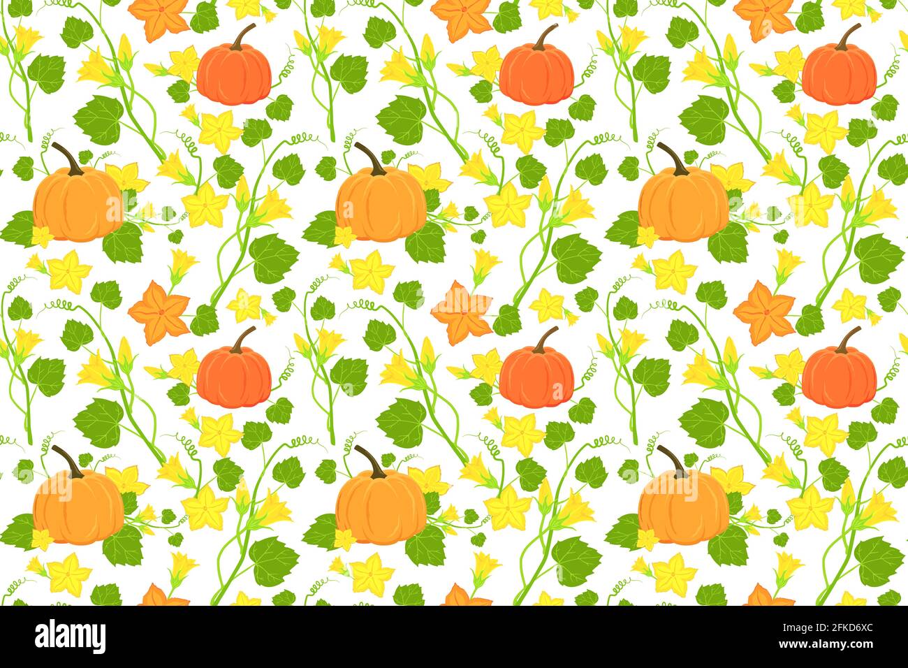 Hand drawn ripe pumpkin vector pattern Stock Vector