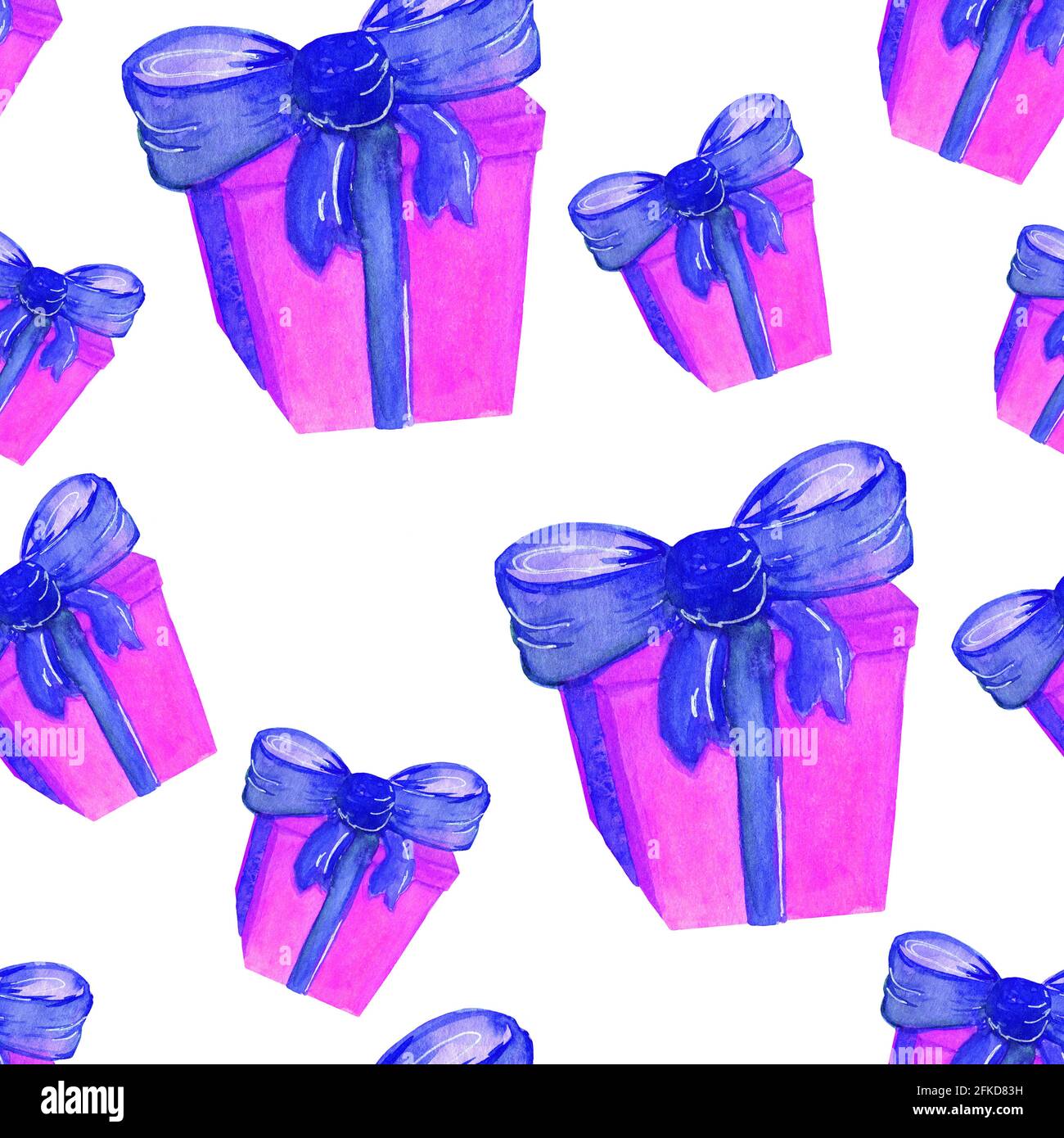 Pink present box watercolor seamless pattern Stock Photo - Alamy