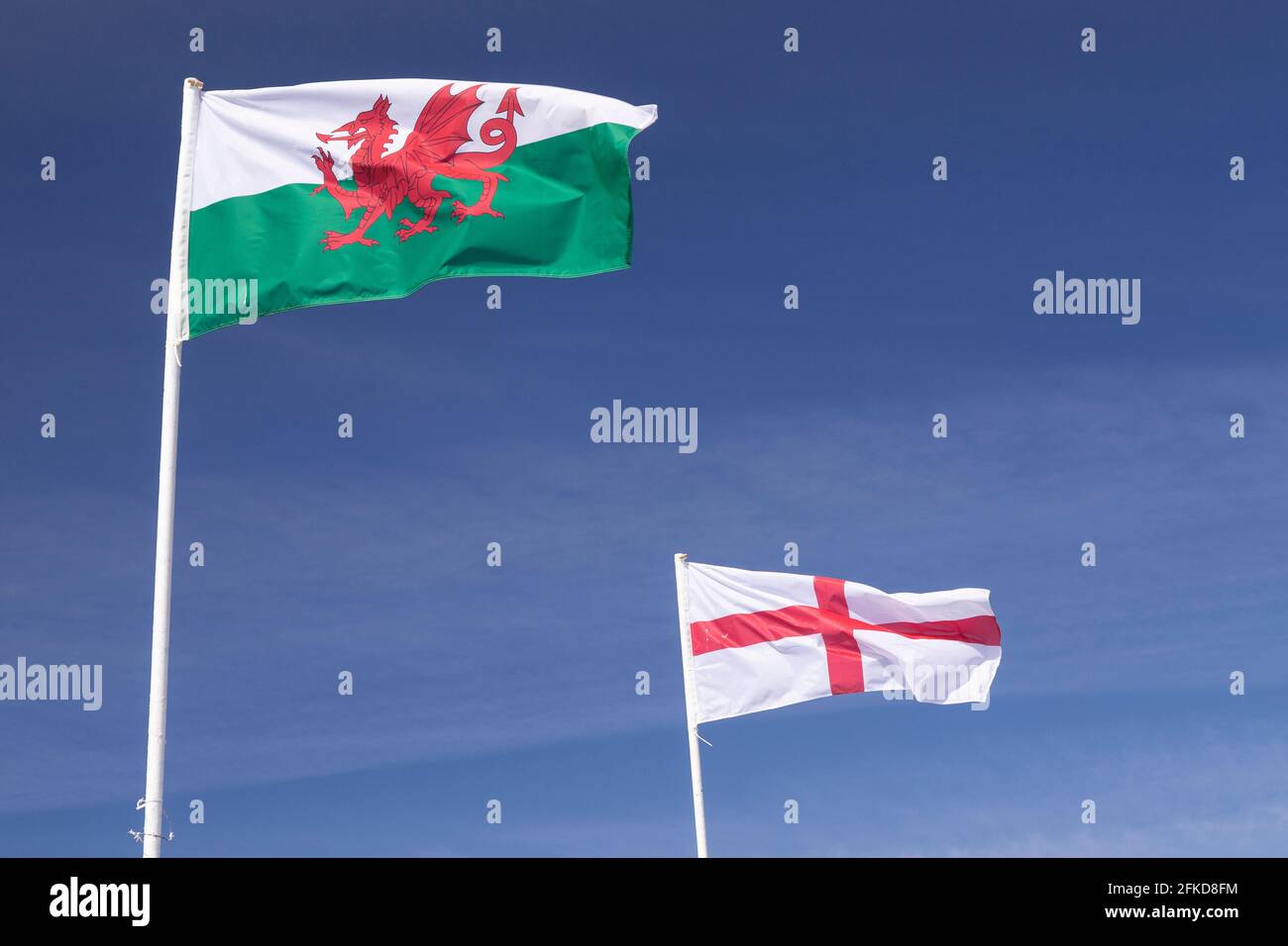 Wales and England national flags Stock Photo Alamy