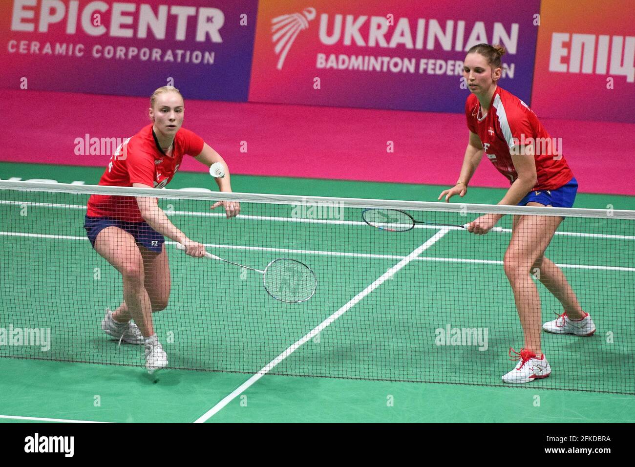 KYIV, UKRAINE - APRIL 30: Alexandra Boje of Denmark competes in her Womens  Doubles match with Mette Poulsen of Denmark against Alexandra Boje of  Denmark and Mette Poulsen of Denmark during Day