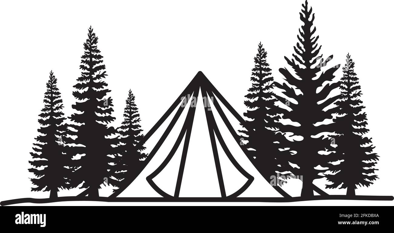 cute tent silhouette Stock Vector