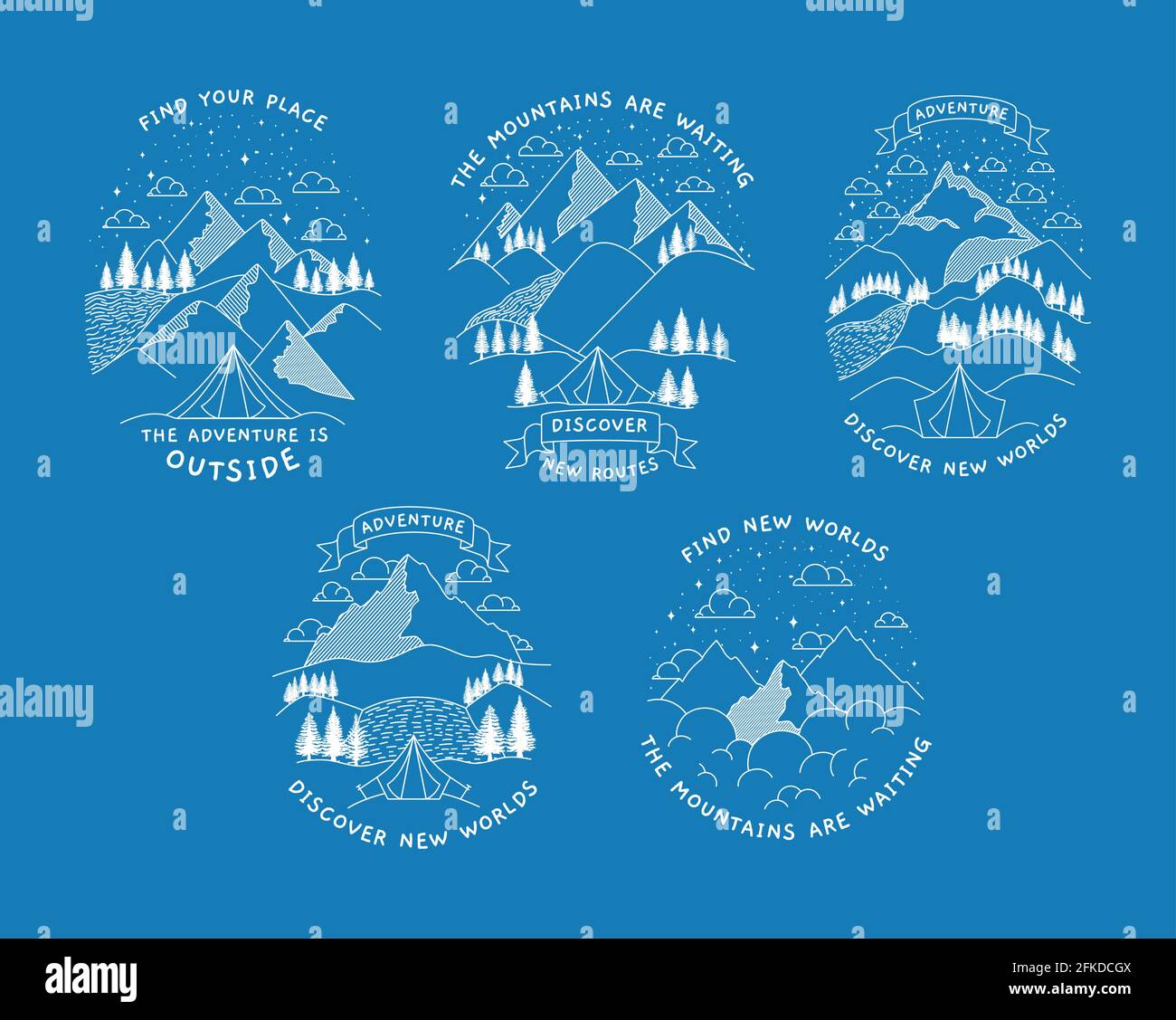 travel emblems bundle Stock Vector