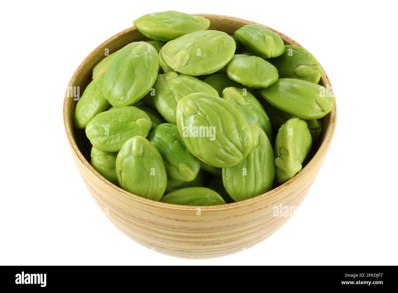 A Bowl of Stink Bean (Parkia speciosa, Bitter bean), isolated on white background Stock Photo
