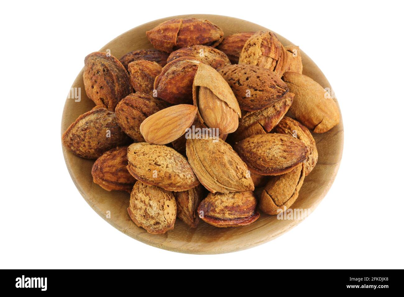 Shelled and unshelled almonds isolated on white background Stock Photo
