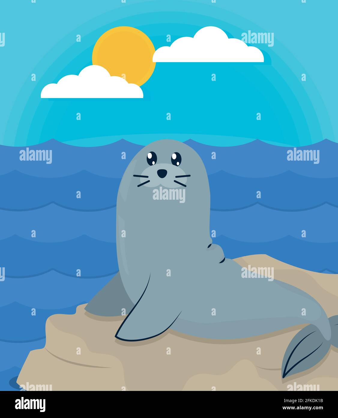 cute seal on the beach illustration Stock Vector Image & Art Alamy