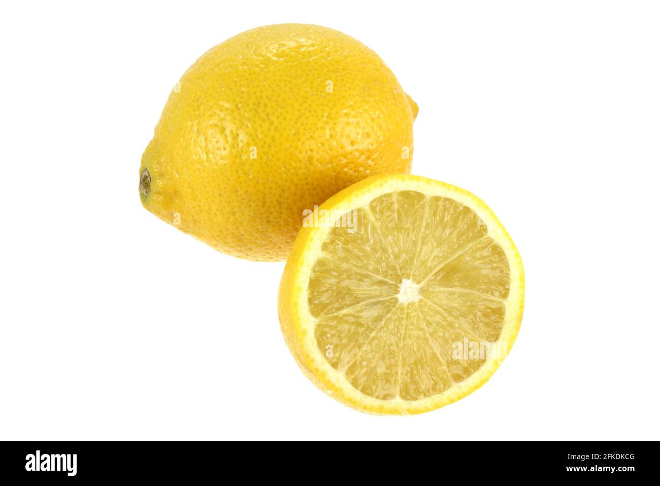 Fresh lemon cut in half, isolated on white background Stock Photo