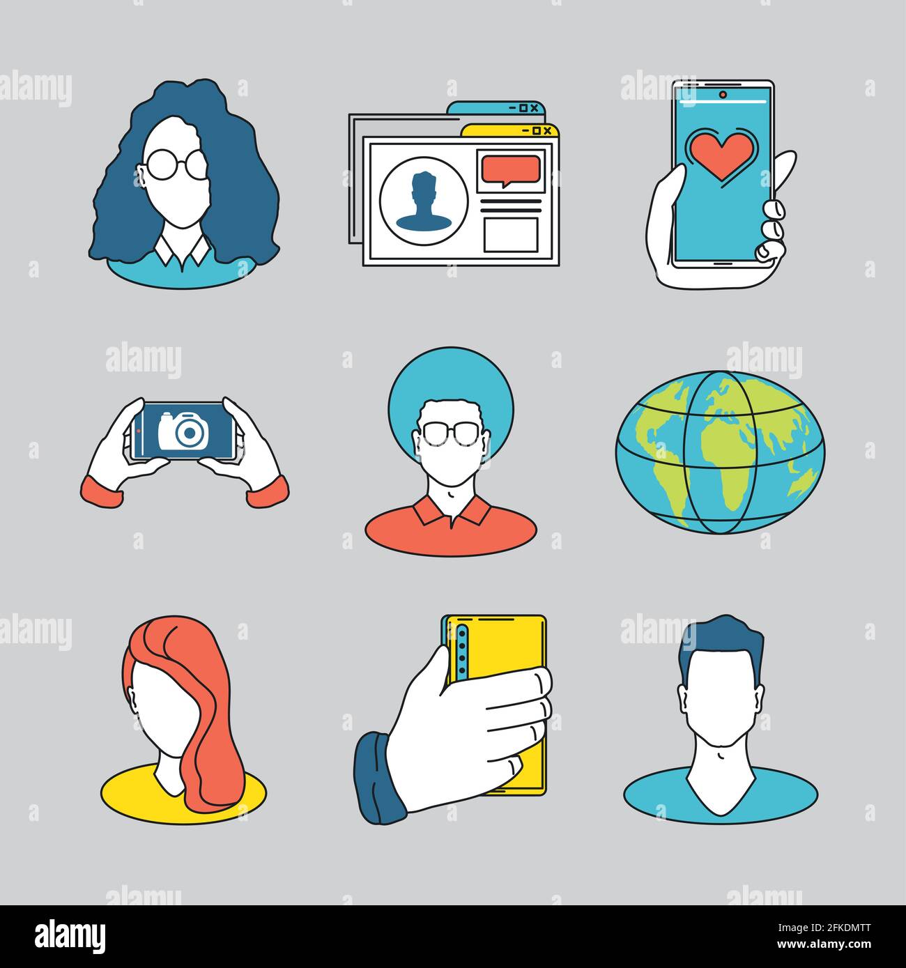 social media set Stock Vector Image & Art - Alamy