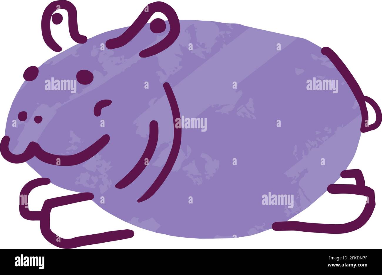 Colorful cartoon hippopotamus doodle. Flat digital animal vector illustration Stock Vector