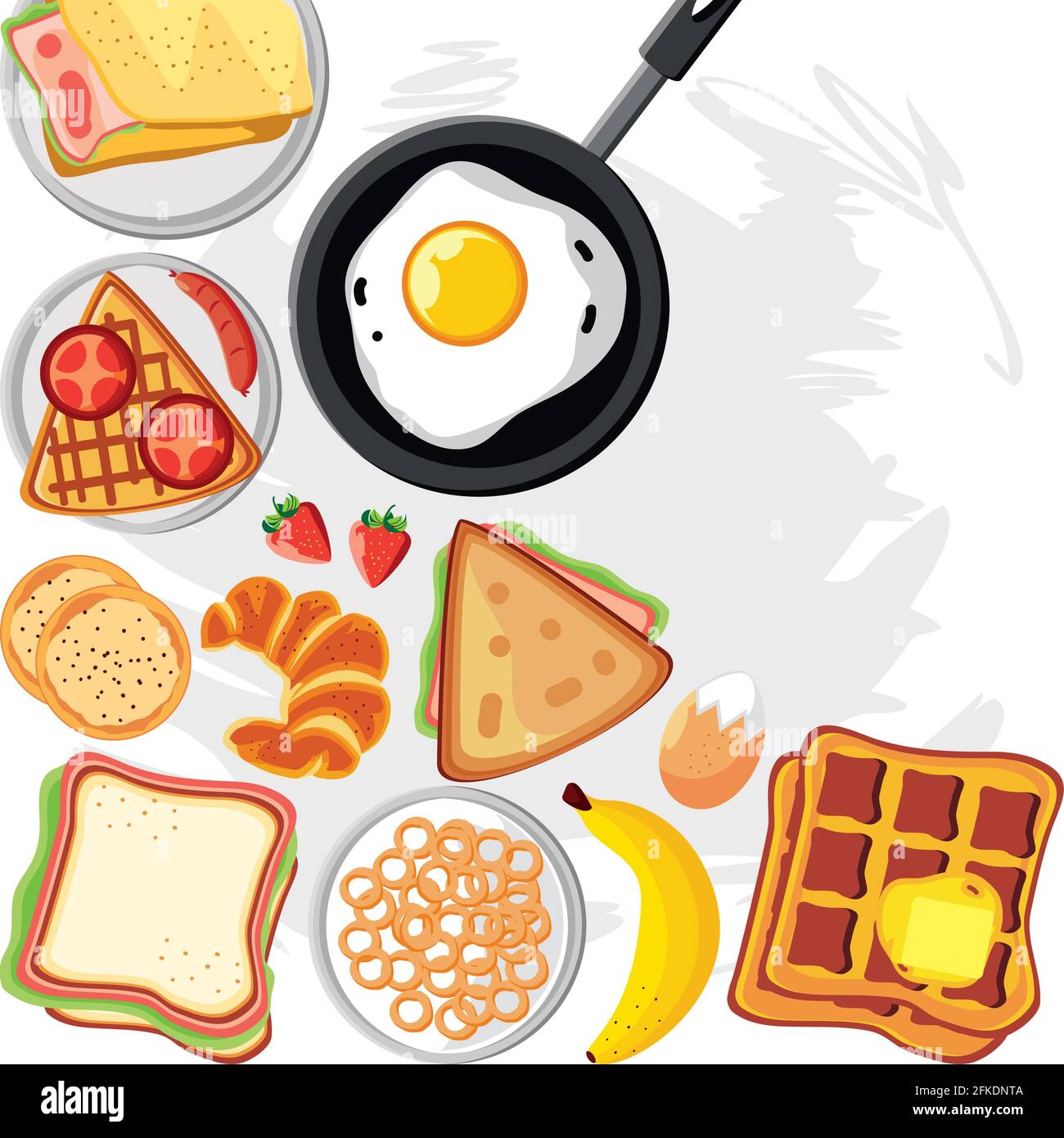 breakfast egg breads Stock Vector