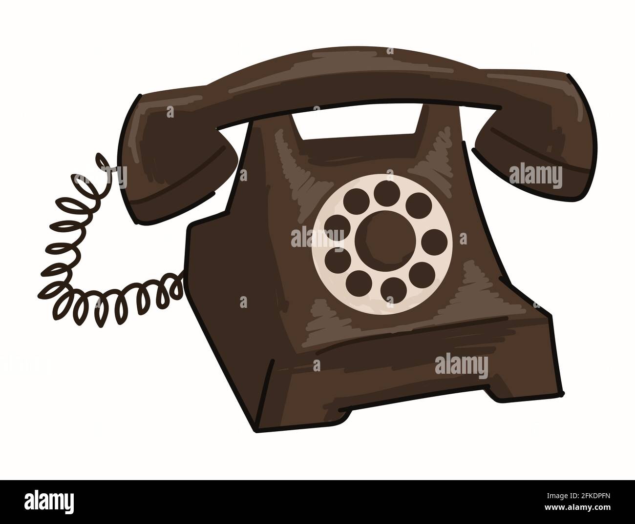 Vintage telephone with rotary system and numbers Stock Vector