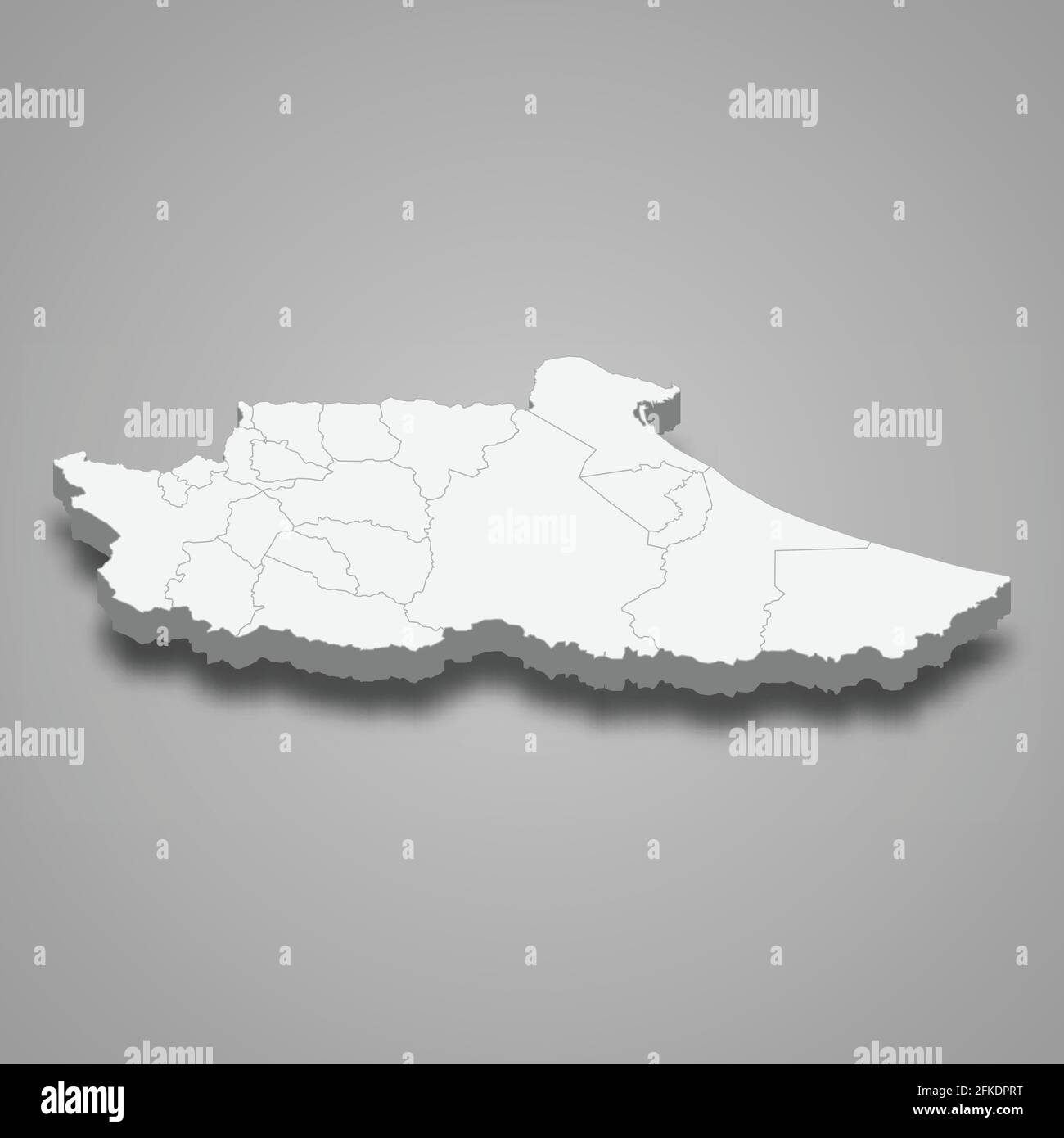 3d isometric map of Miranda is a state of Venezuela, vector illustration Stock Vector