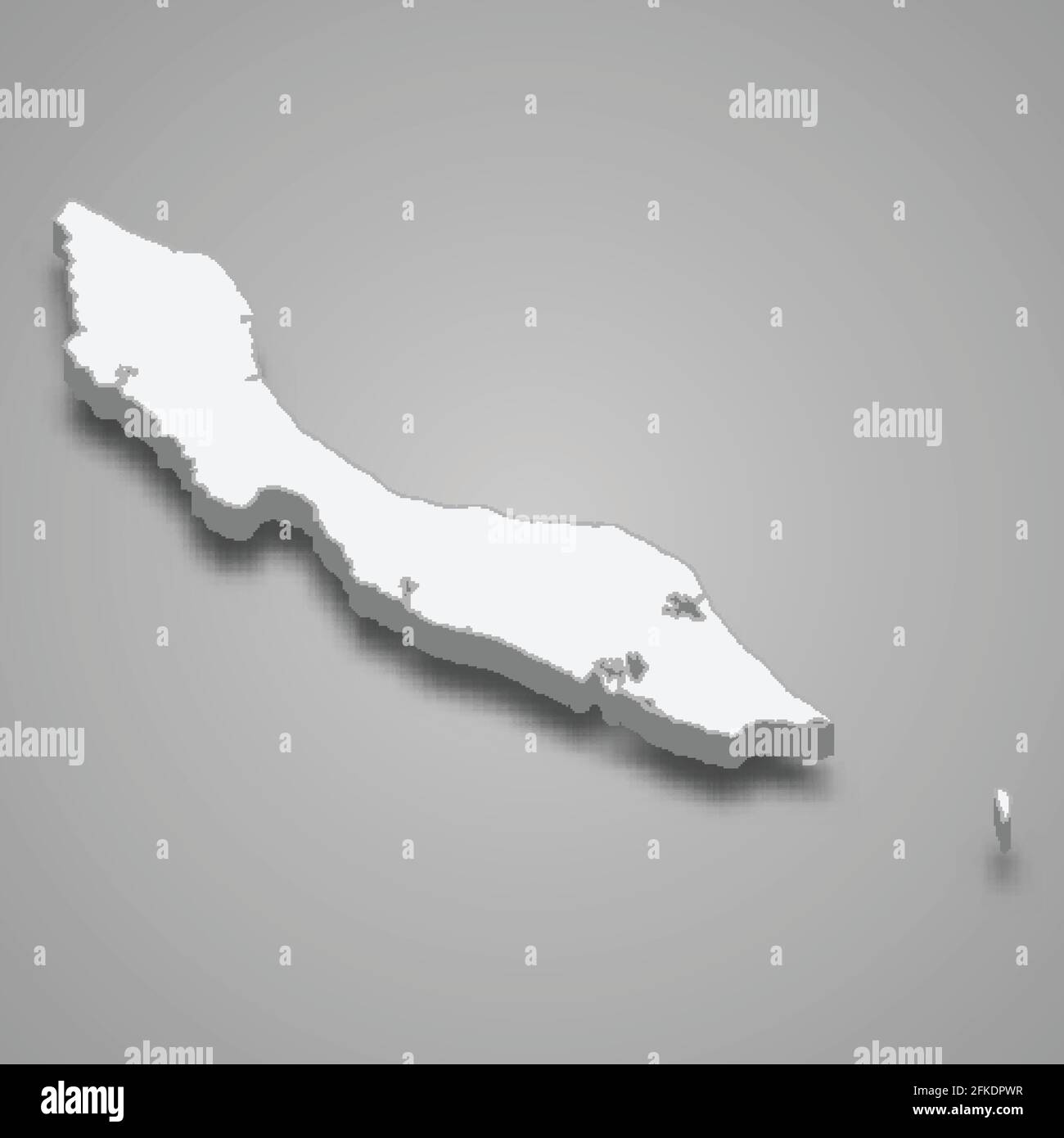 3d isometric map of Curacao, isolated with shadow vector illustration Stock Vector