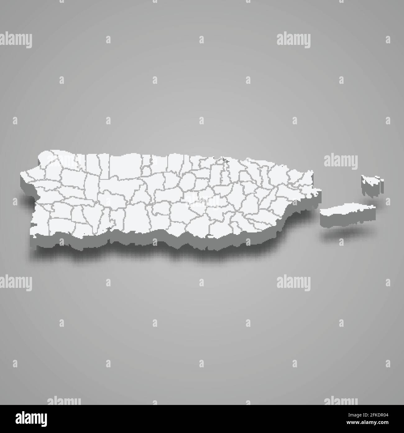 3d isometric map of Puerto Rico, isolated with shadow vector
