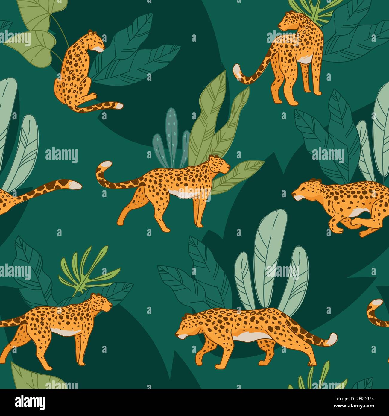 Leopard animal, cheetah with spot seamless pattern Stock Vector