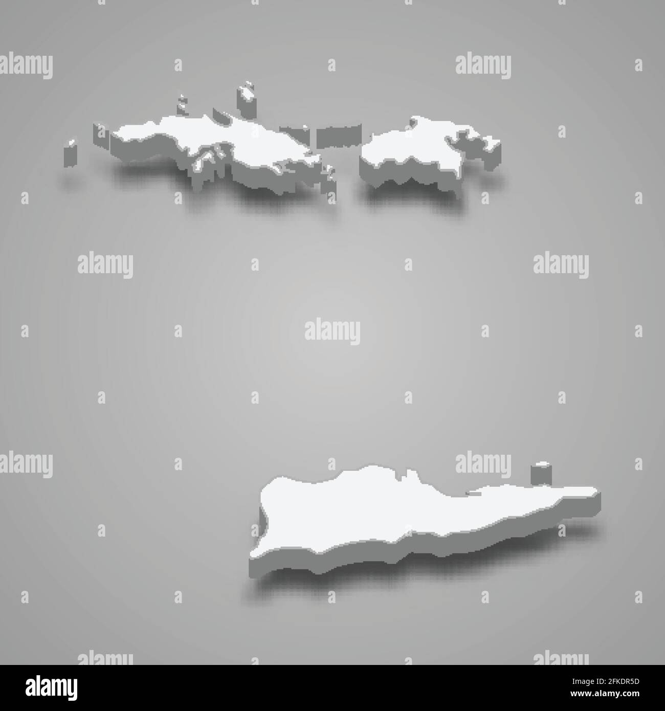 3d isometric map of United States Virgin Islands, isolated with shadow ...