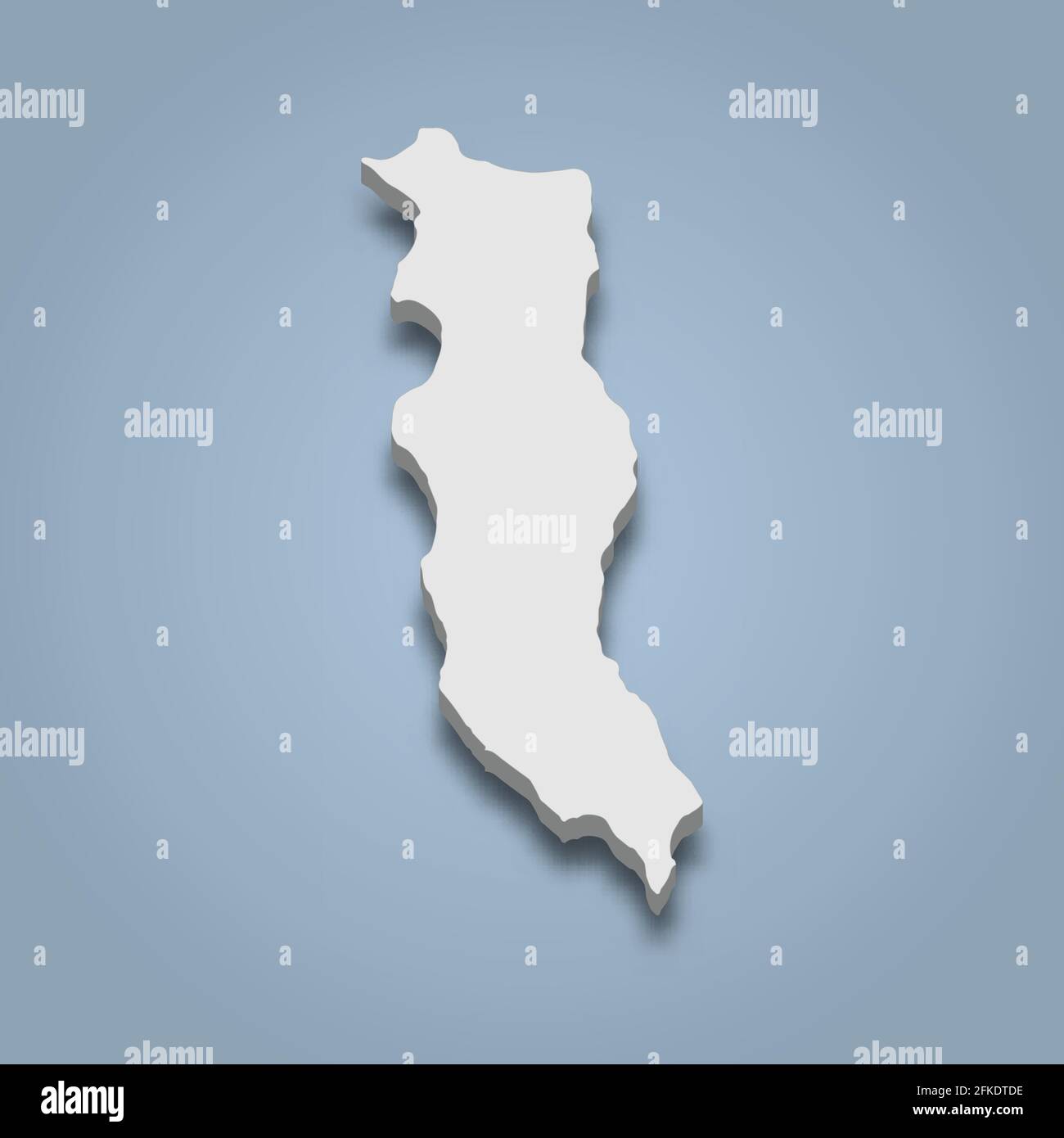 3d isometric map of Dent is an island in Whitsunday Islands, isolaated vector illustration Stock Vector