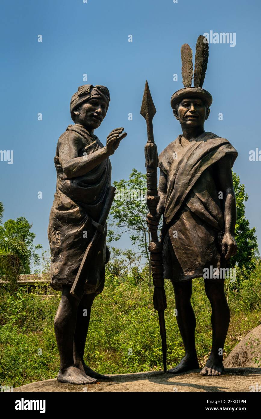 Statue of Lachit Borphukan in Jorhat Assam. A memorial honouring General Lachit Borphukan. Near Kaziranga national park, North east India. Stock Photo