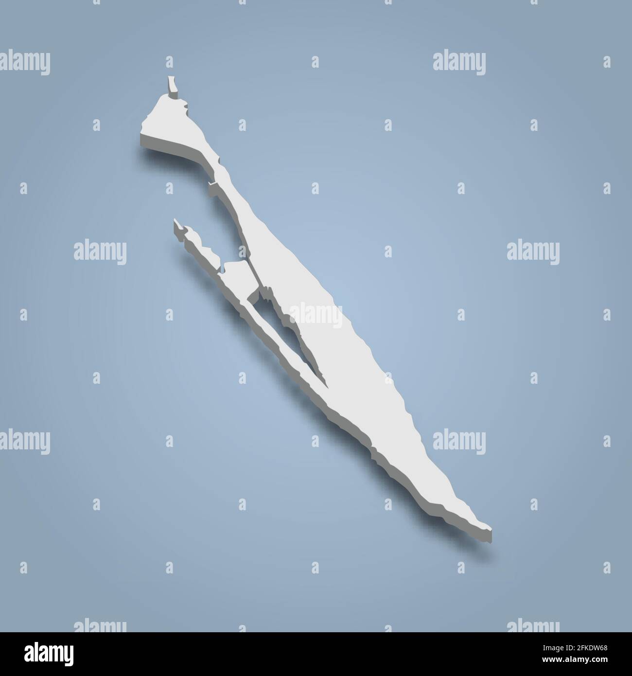 3d isometric map of Isla Mujeres is an island in Mexico, isolated