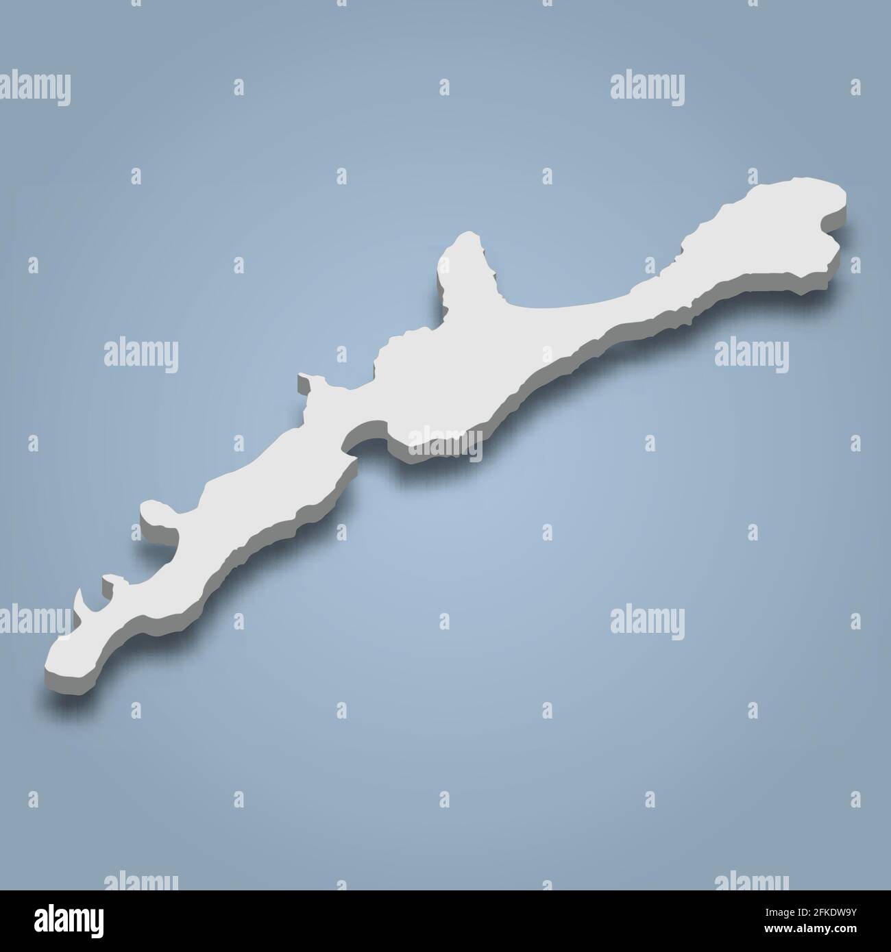 3d isometric map of Iturup is an island in Japan, isolated vector illustration Stock Vector