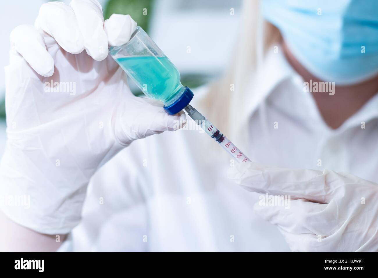 Medical treatment vaccine and syringe for injections. Prevention and ...