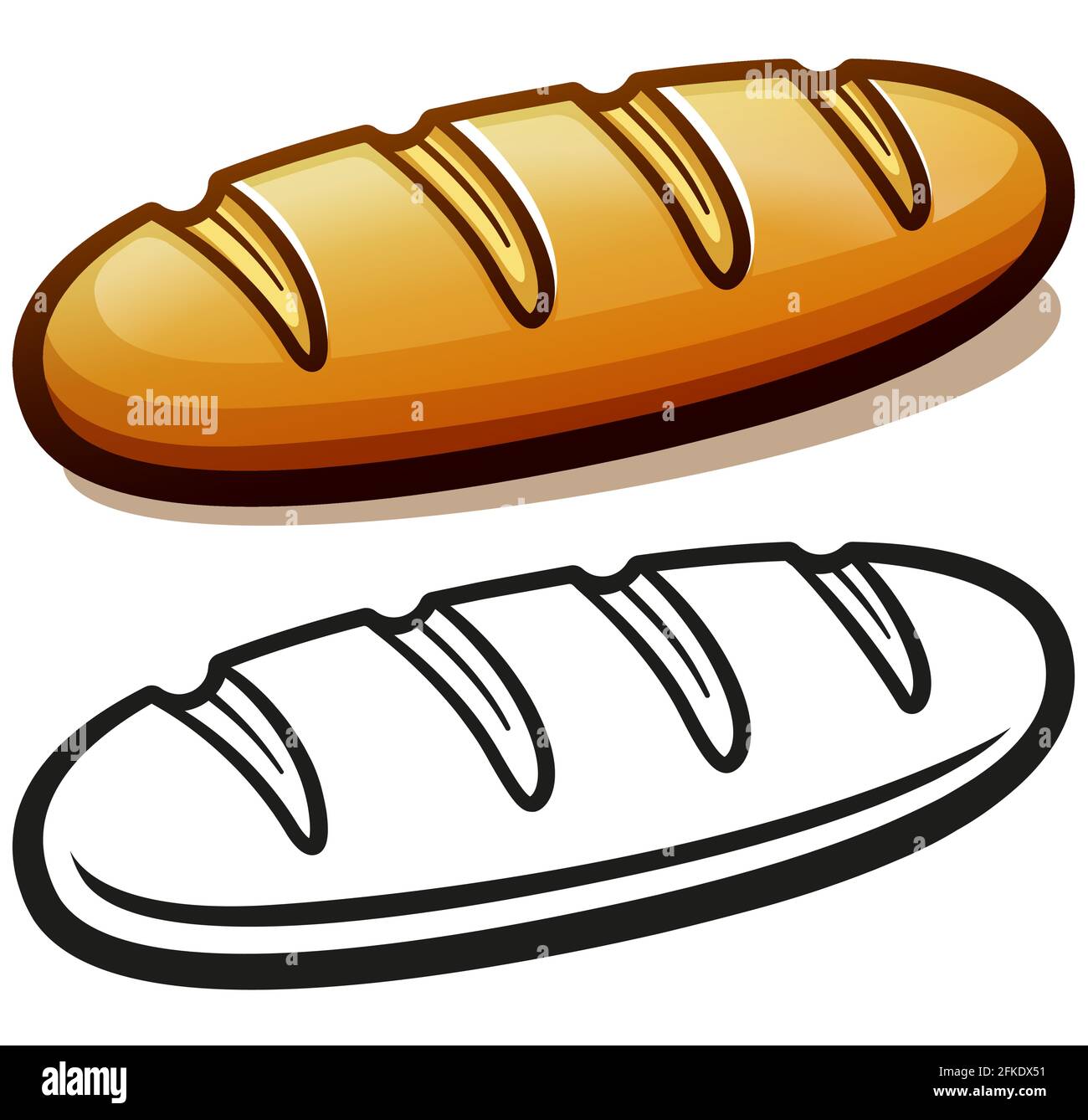 Vector illustration of bread loaf cartoon isolated Stock Vector