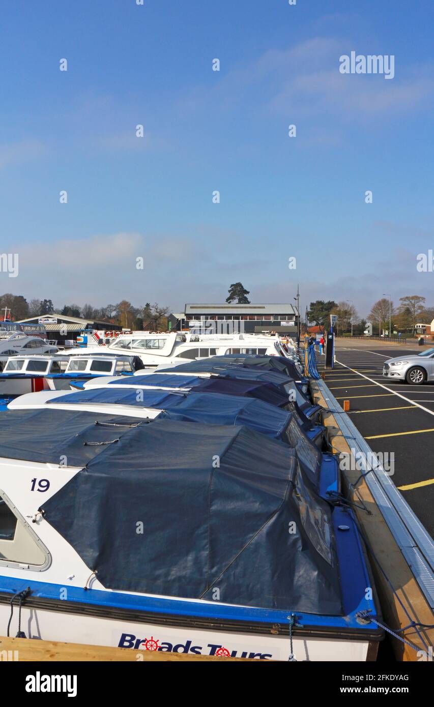 Day hire and longer term hire boats in a boatyard with car parking in