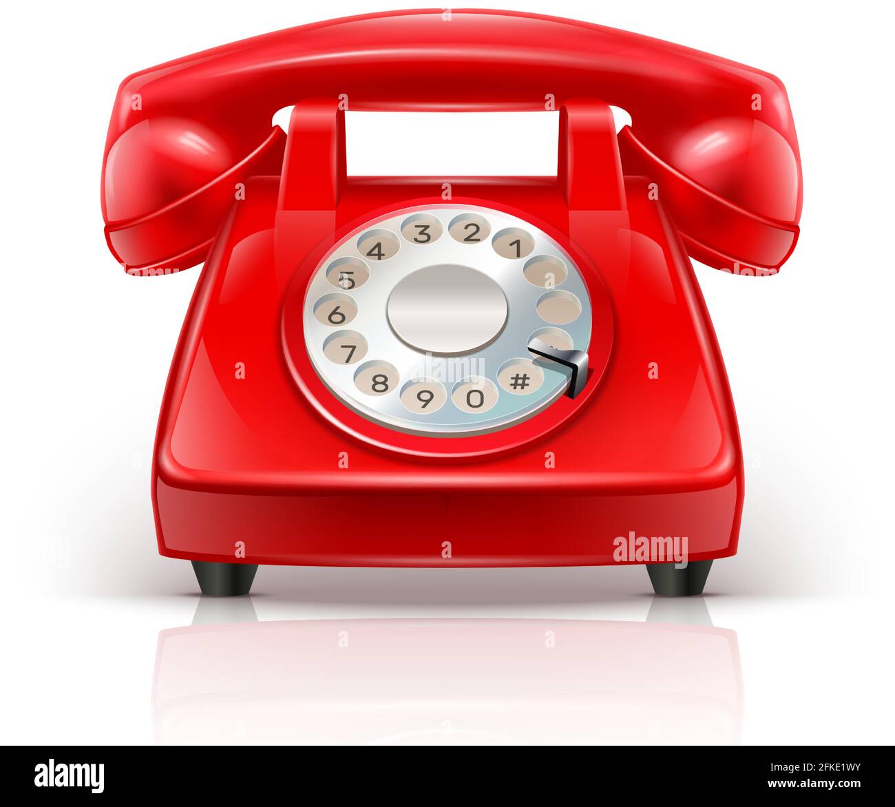 Vector 3d realistic red phone. Isolated on white background. Stock Vector