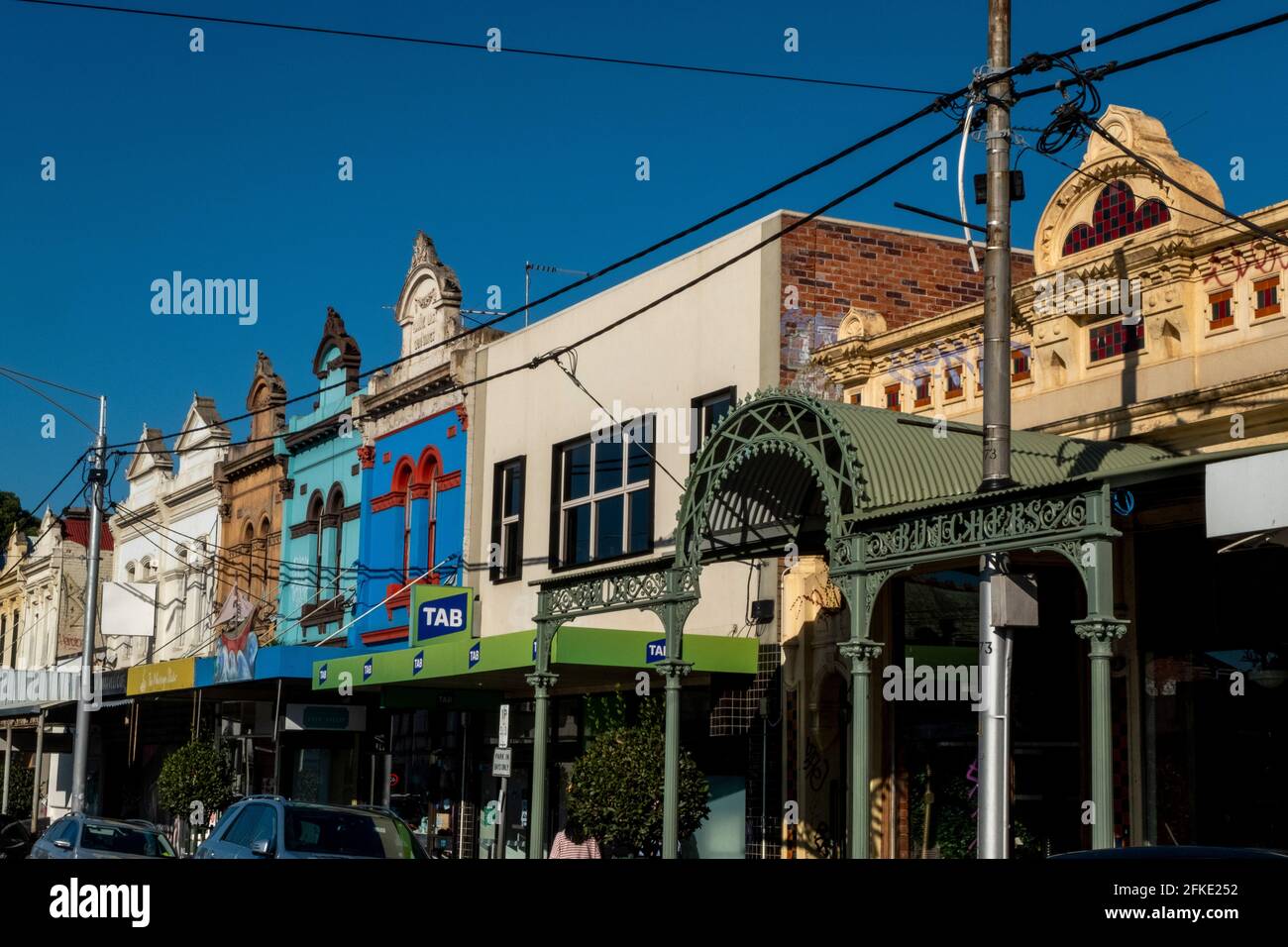 A row of terrace houses in Carlton North, Melbourne, Victoria, Australia Stock Photo