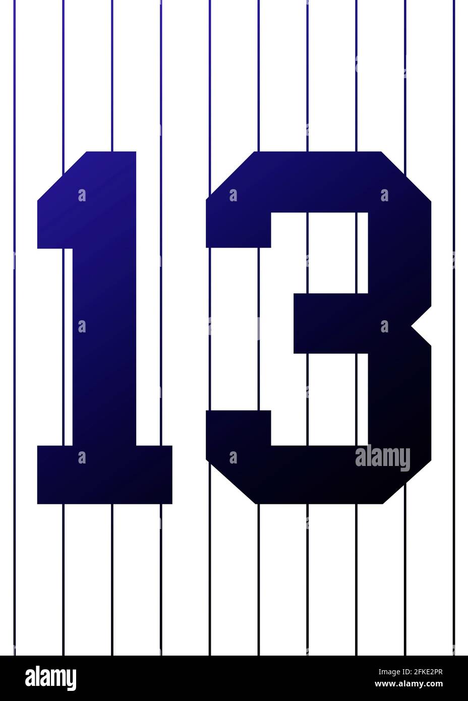Shining sport Jersey panel Number 13 White and dark Blue with vertical stripes Stock Photo