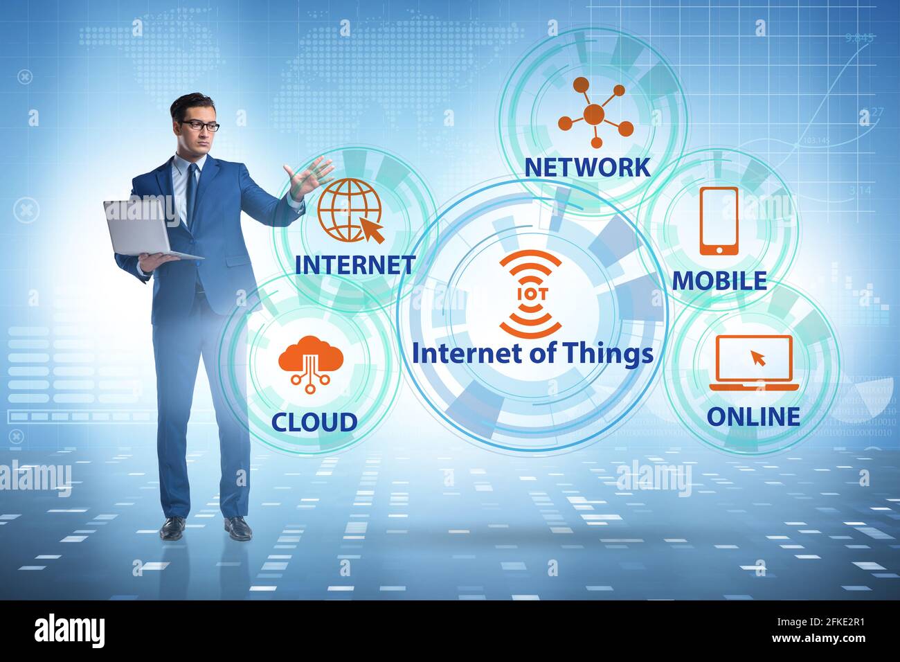 Internet of Things IOT concept with the businessman Stock Photo - Alamy