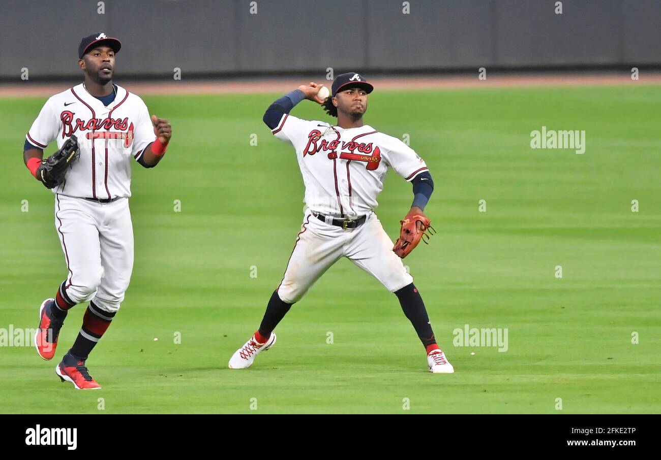 Atlanta, GA, USA. 29th Apr, 2021. Atlanta Braves infielder Ozzie Albies ...