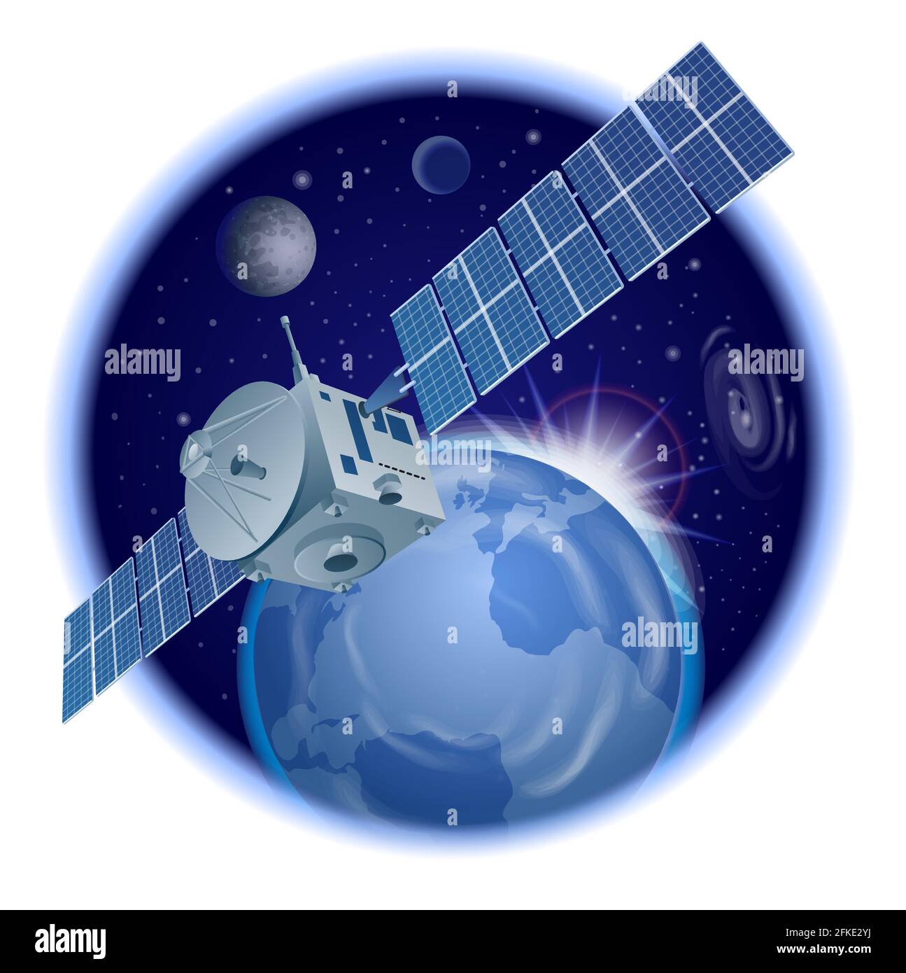 illustration of the space orbital satellite in the outer space Stock Vector