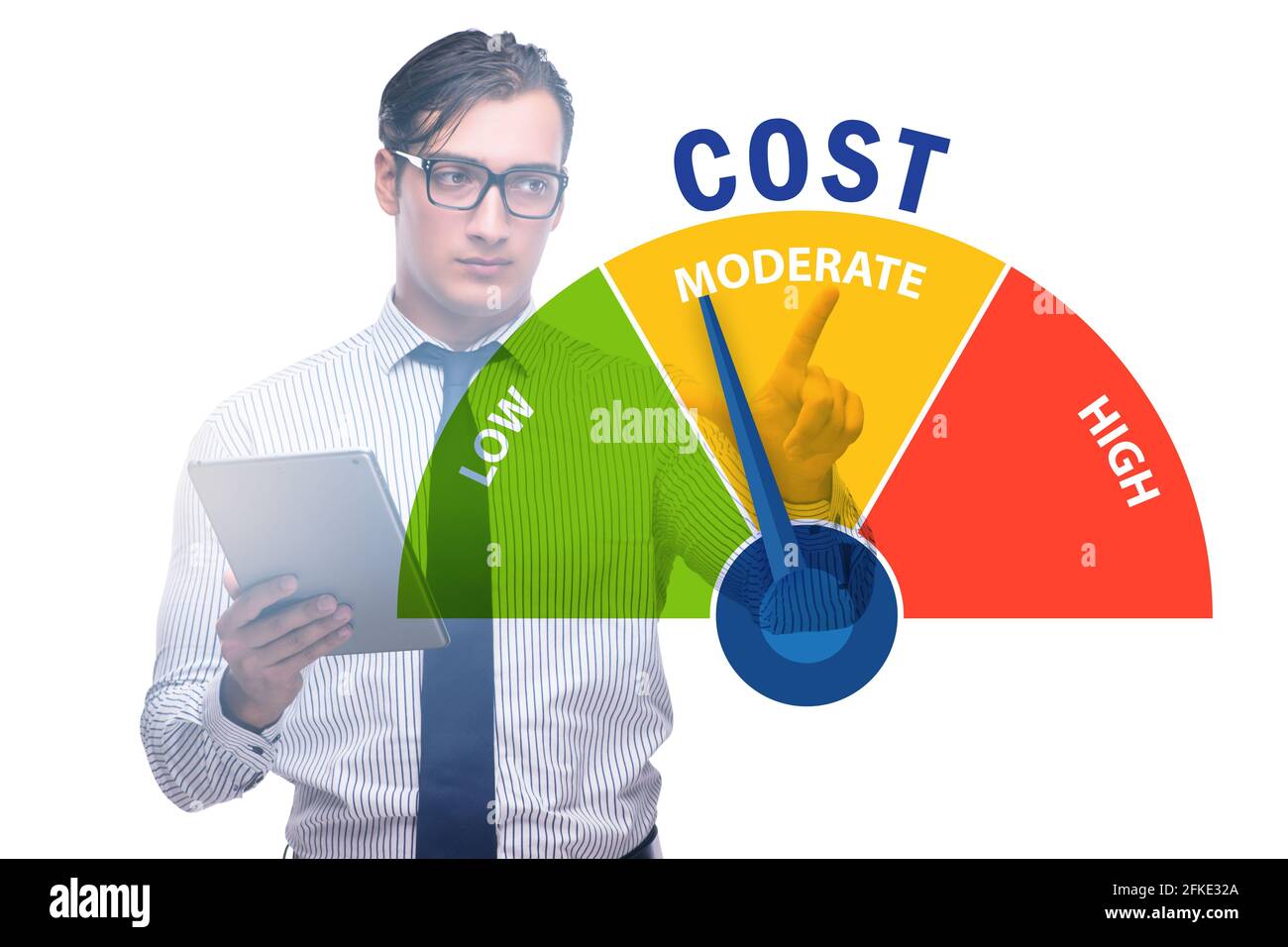 Businessman in the cost management concept Stock Photo
