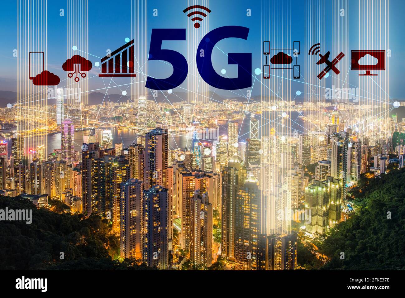 Concept of 5g networks in the large cities Stock Photo - Alamy