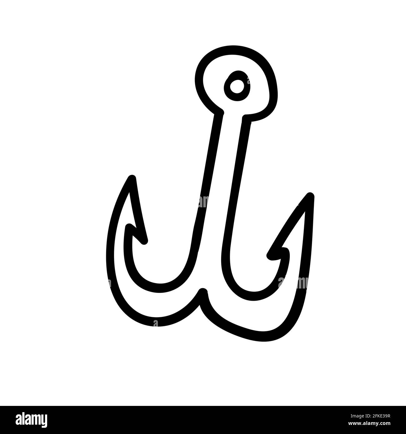 Fishing hook icon or Anchor isolated vector doodle Stock Vector
