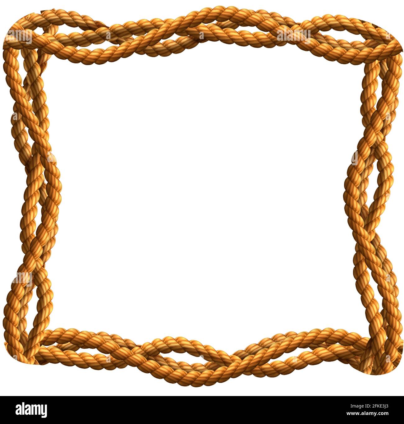 Vector realistic frame made of wavy ropes isolated. Stock Vector