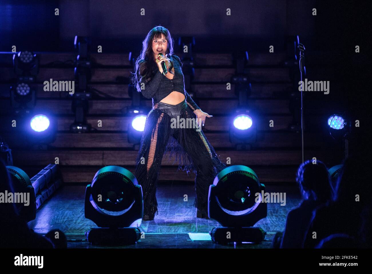 Nathy Peluso performing at Palau de la Música Catalana, Barcelona 30 Apr. 2021. Photographer: Ale Espaliat Stock Photo