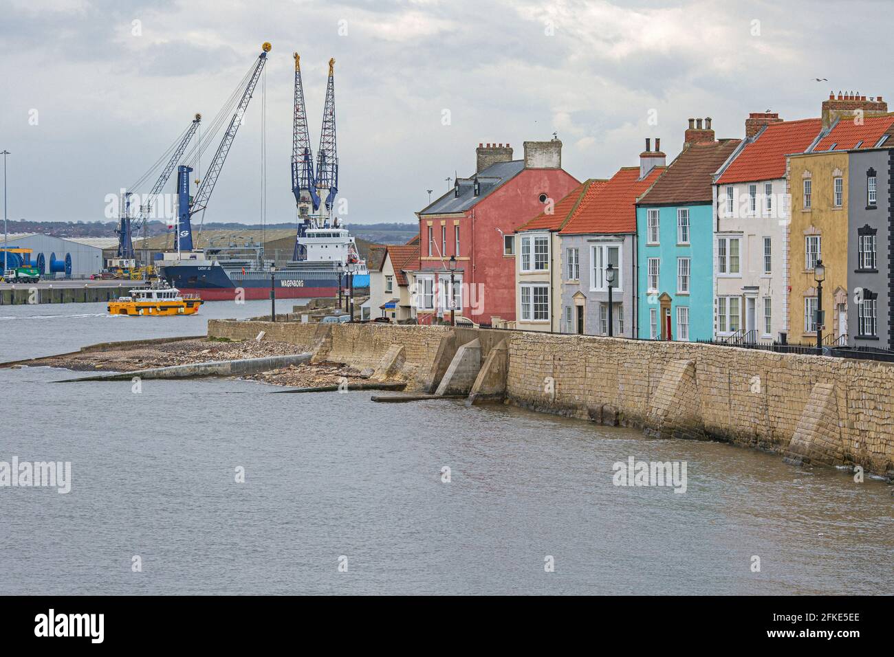 Headland and Hartlepool harbour in  County Durham, UK Stock Photo
