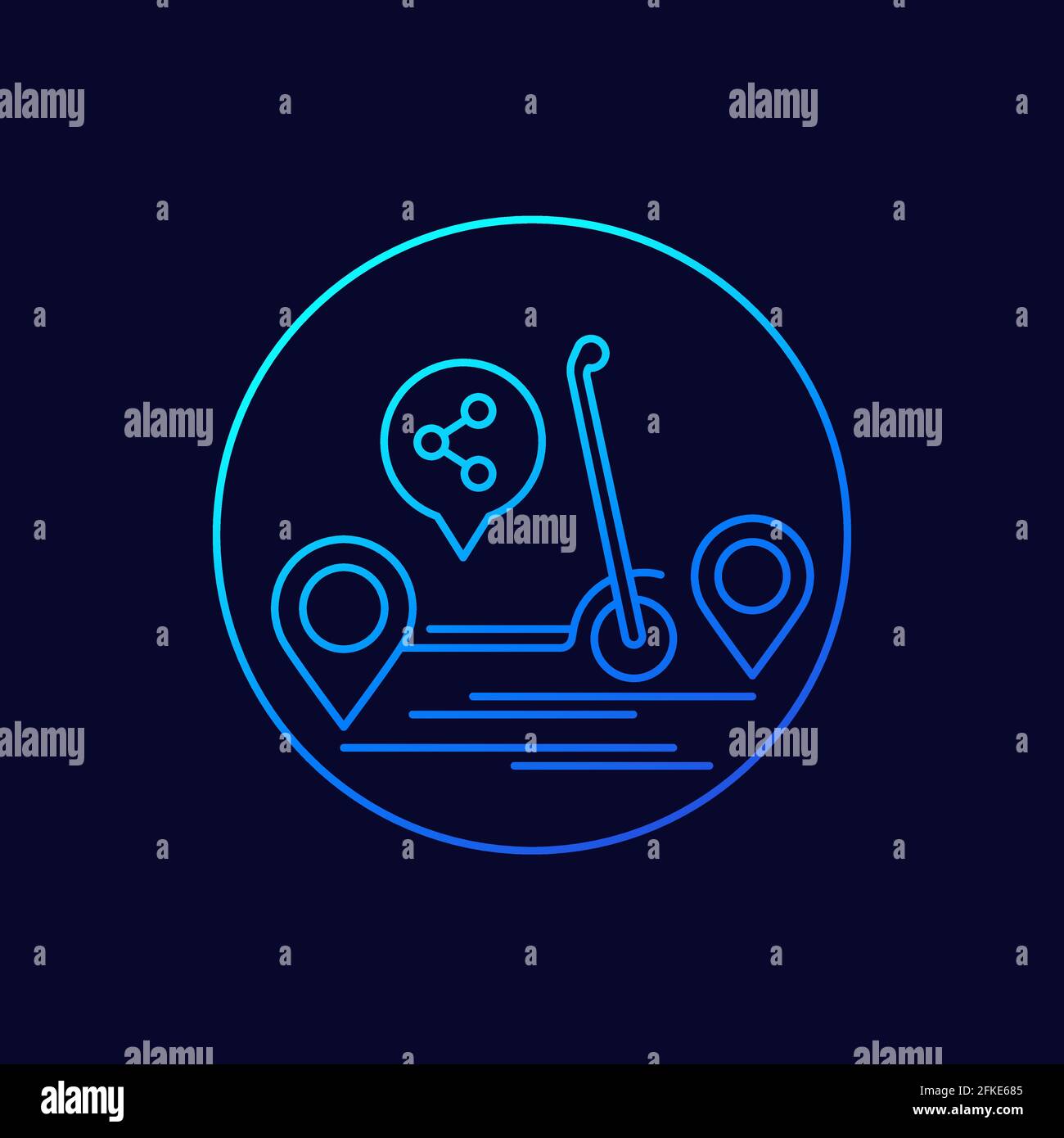 kick scooter sharing line vector icon Stock Vector