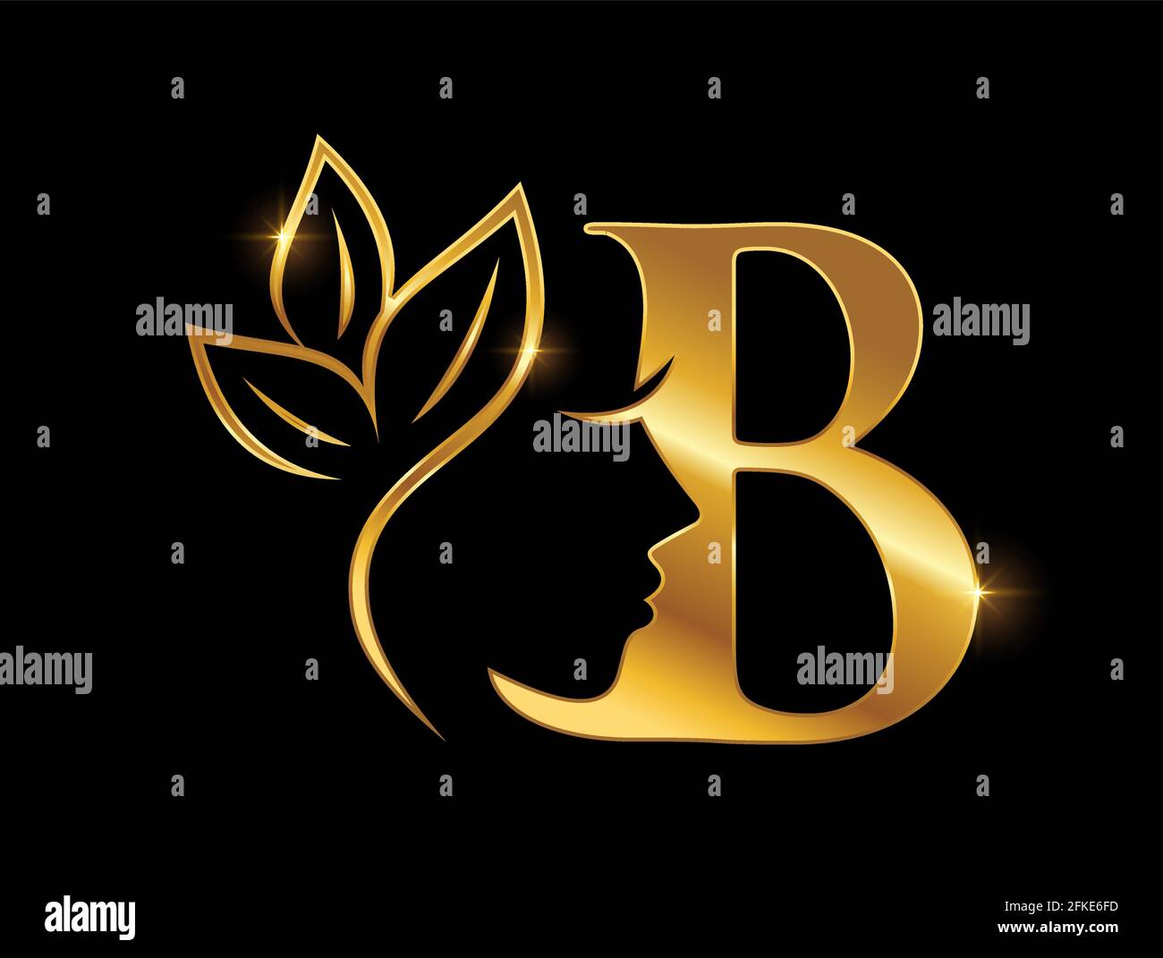 A Vector Illustration of Golden Monogram Beauty Logo Initial Letter B ...