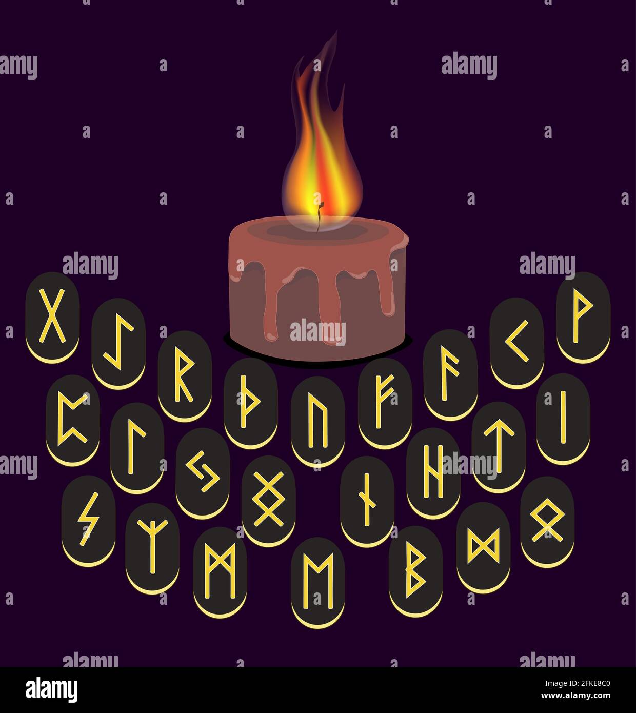 Heat Runes Set of Old Norse runes, runic alphabet, Futhark. Ancient occult symbols ...