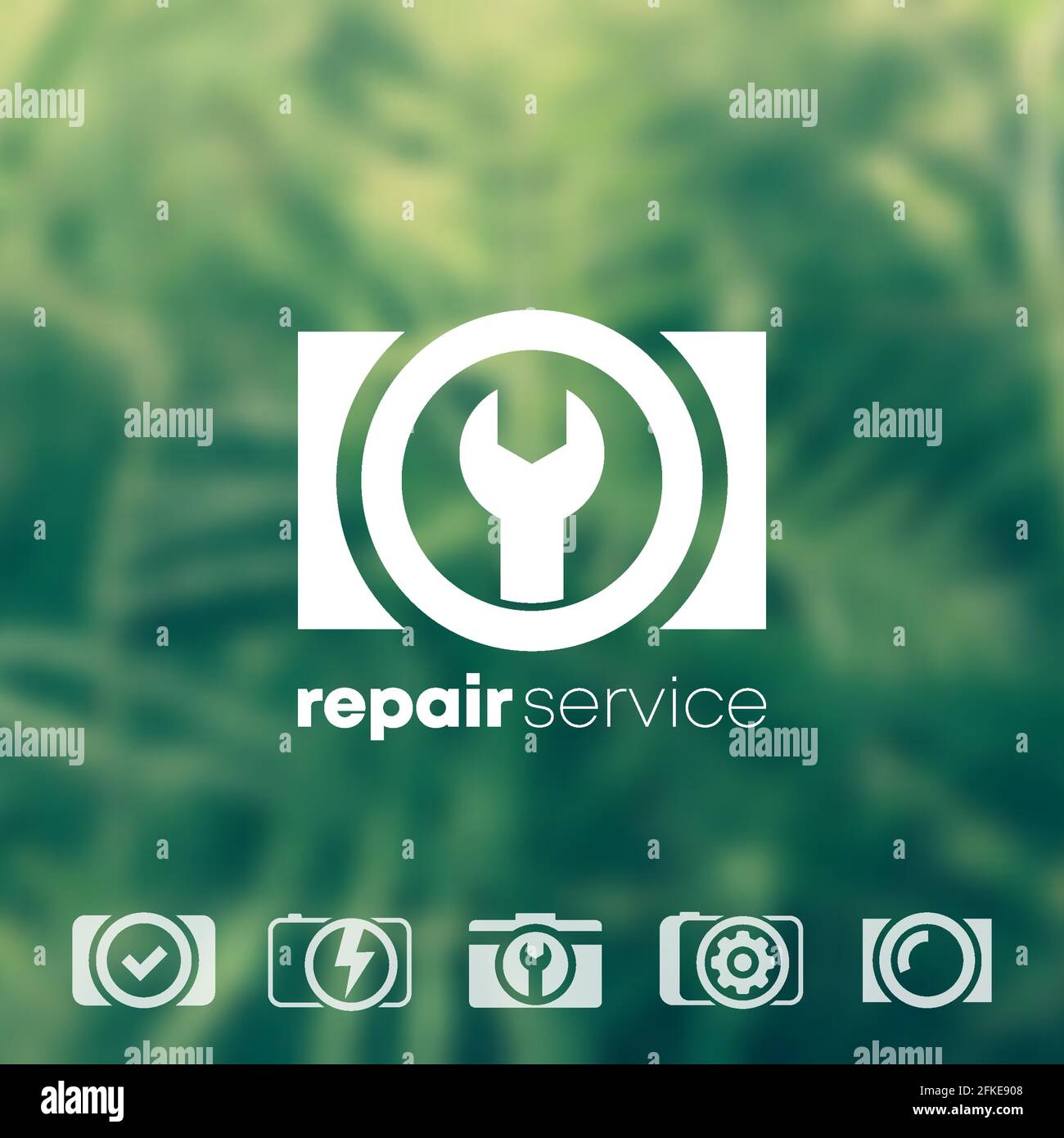 camera repair service logo icons set, vector Stock Vector