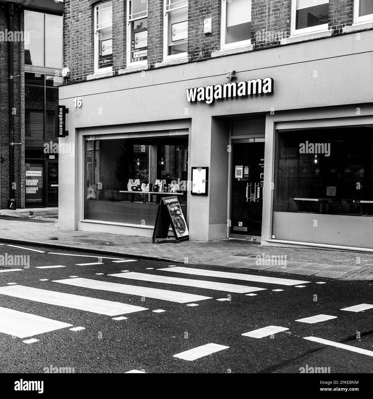 Kingston Upon Thames, London UK, Wagamama Asian Food Restaurant Shop Front With No People Stock Photo