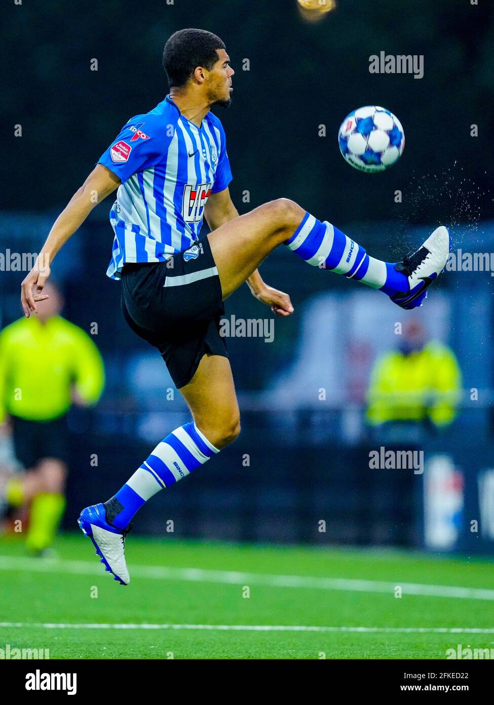 EINDHOVEN, NETHERLANDS - APRIL 30: Mawouna Amevorof FC Eindhoven during the Keuken kampioen divisie 2020-201 match between FC Eindhoven and FC Den Bos Stock Photo
