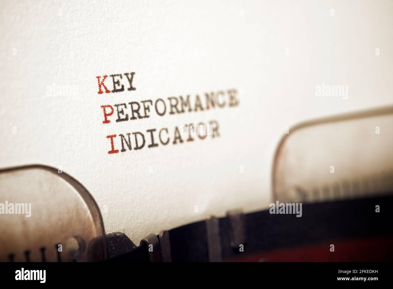 Key performance indicator phrase written with a typewriter Stock Photo
