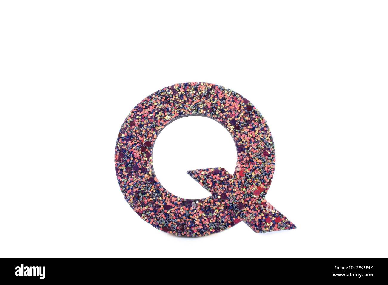 letter Q glitter isolated on a white background Stock Photo