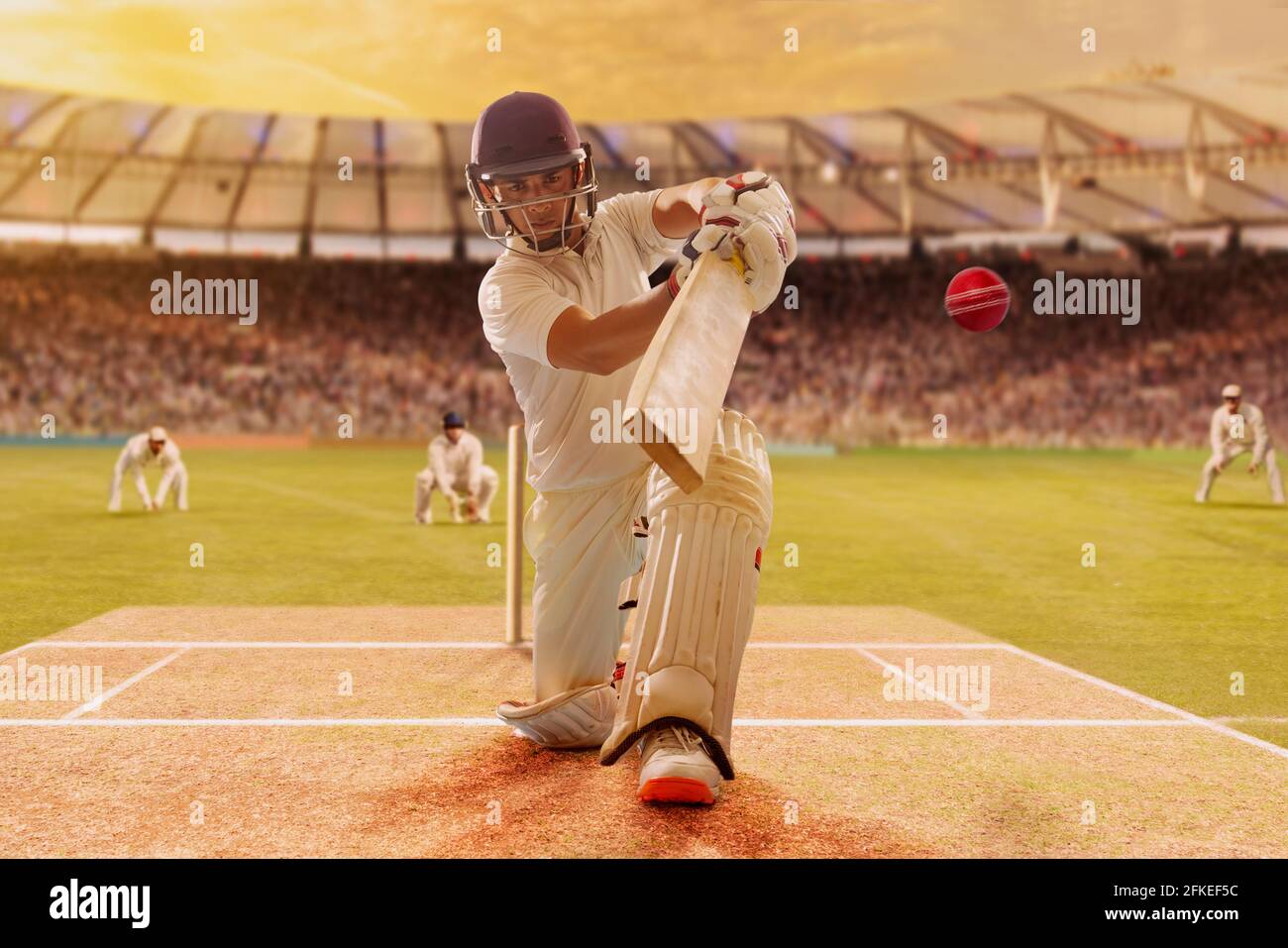 Cricketer Ball Hitting Stumps Hi res Stock Photography And Images Alamy