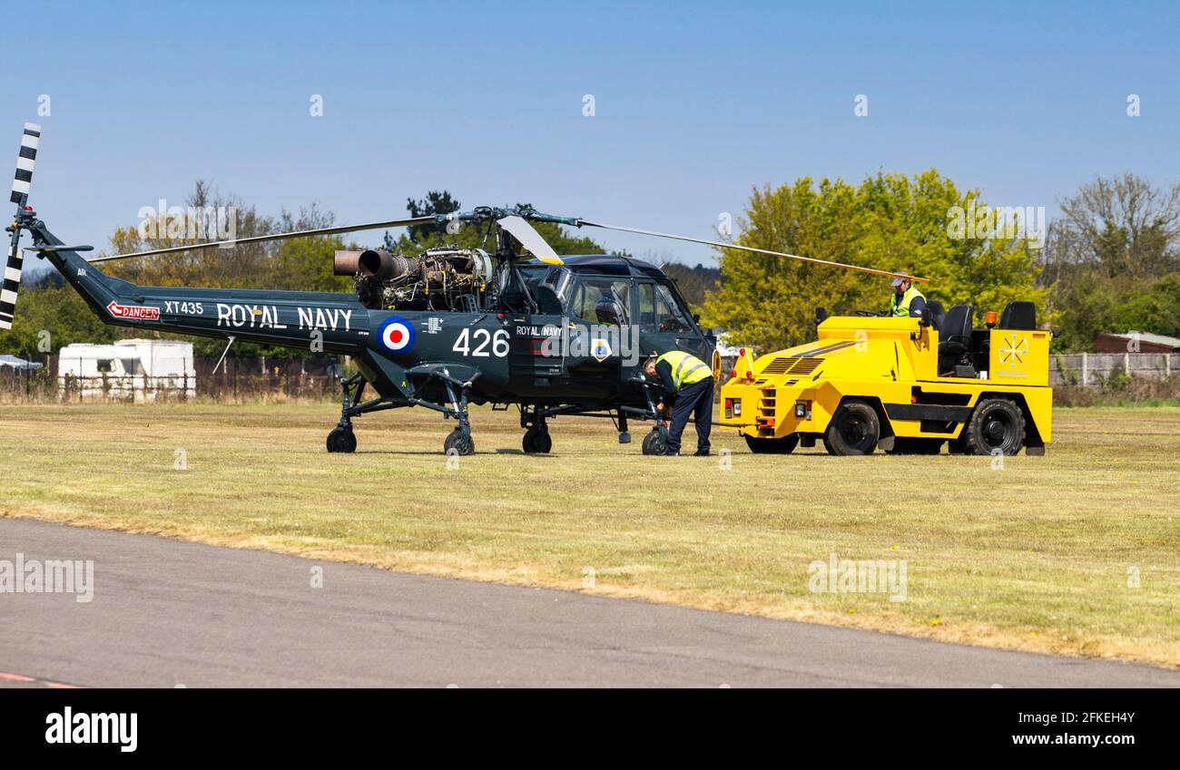 North Weald Airfield, Essex, A Westland Wasp-First Generation Anti-Submarine Helicopter 426 ex Royal Navy is prepared for take off Stock Photo