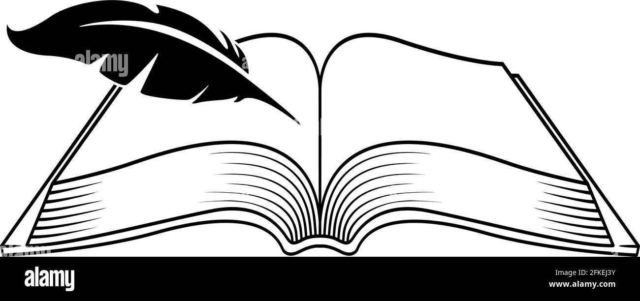 Book and quill pen for writing, vector illustration Stock Vector Image ...