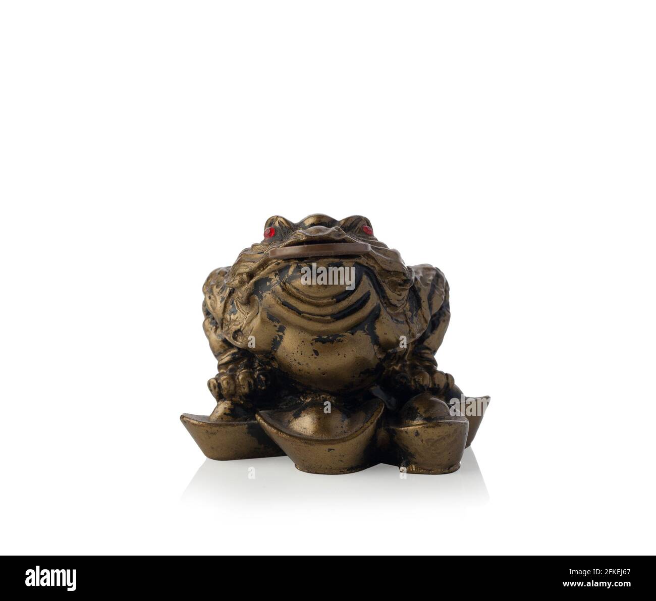 Chinese Feng Shui lucky money frog with coin isolated on white
